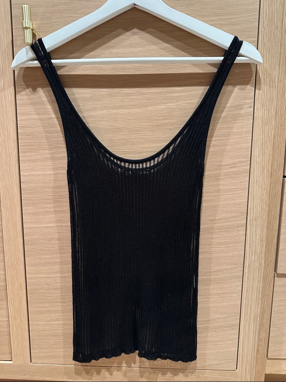 Zara Black Sheer Ribbed Tank Top